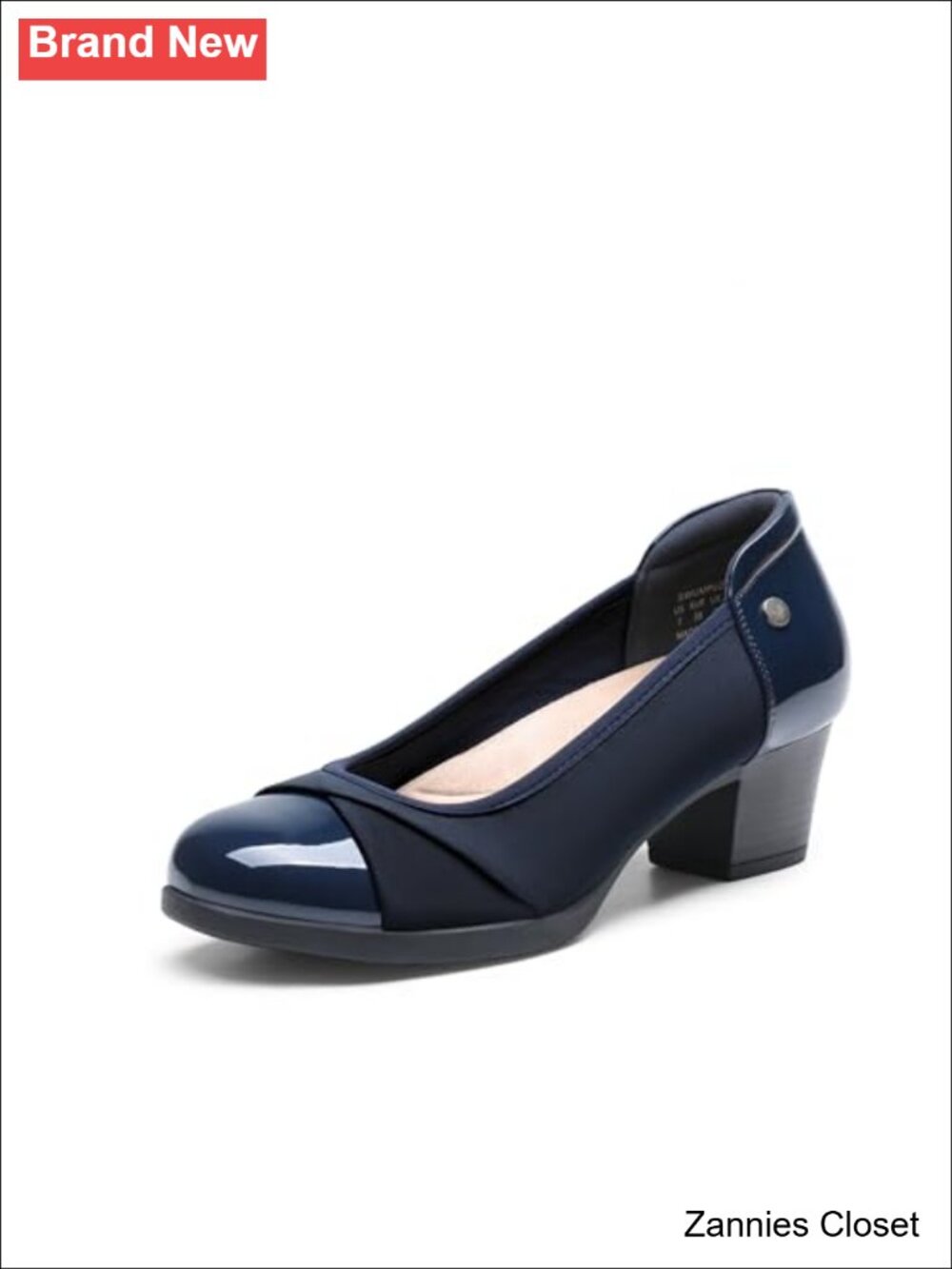 ✨ Women's Low Chunky Heel Pumps with Arch Support Comfort Slip-On Dress Shoes